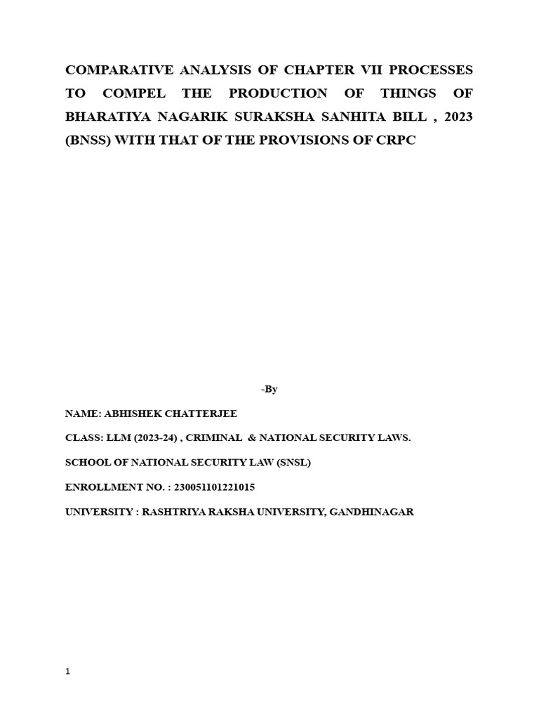 BNSS vs CRPC: Key Differences Explained | PDF | Presumption Of ...