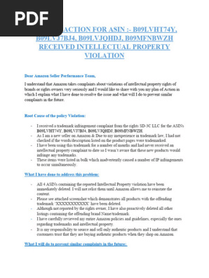PLAN OF ACTION FOR RECEIVED listing violation