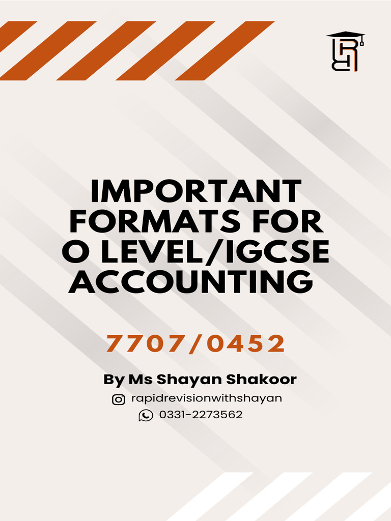 O Level Accounting Format Guide | PDF | Debits And Credits | Depreciation