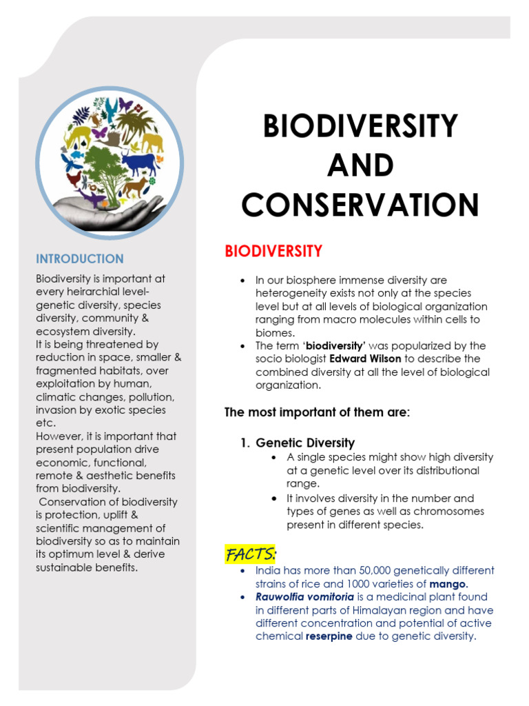 Biodiversity and Conservation Overview | PDF | Biodiversity ...