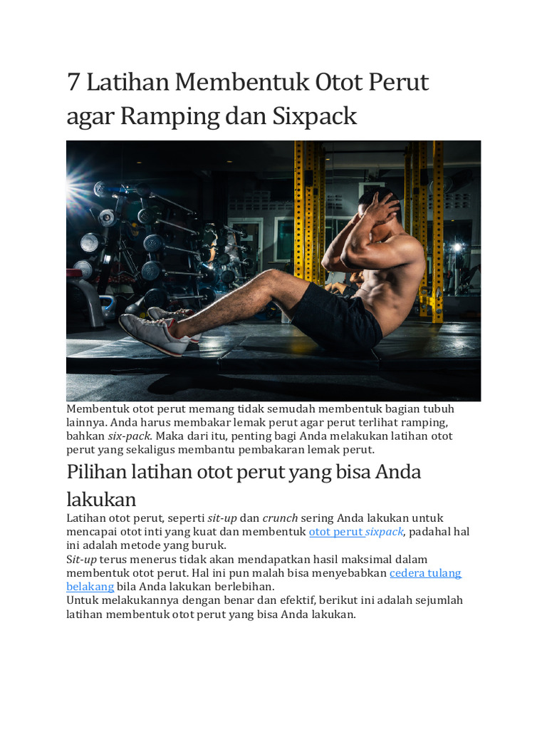7 Latihan Membentuk Otot Perut Agar Ramping Dan Sixpack | PDF