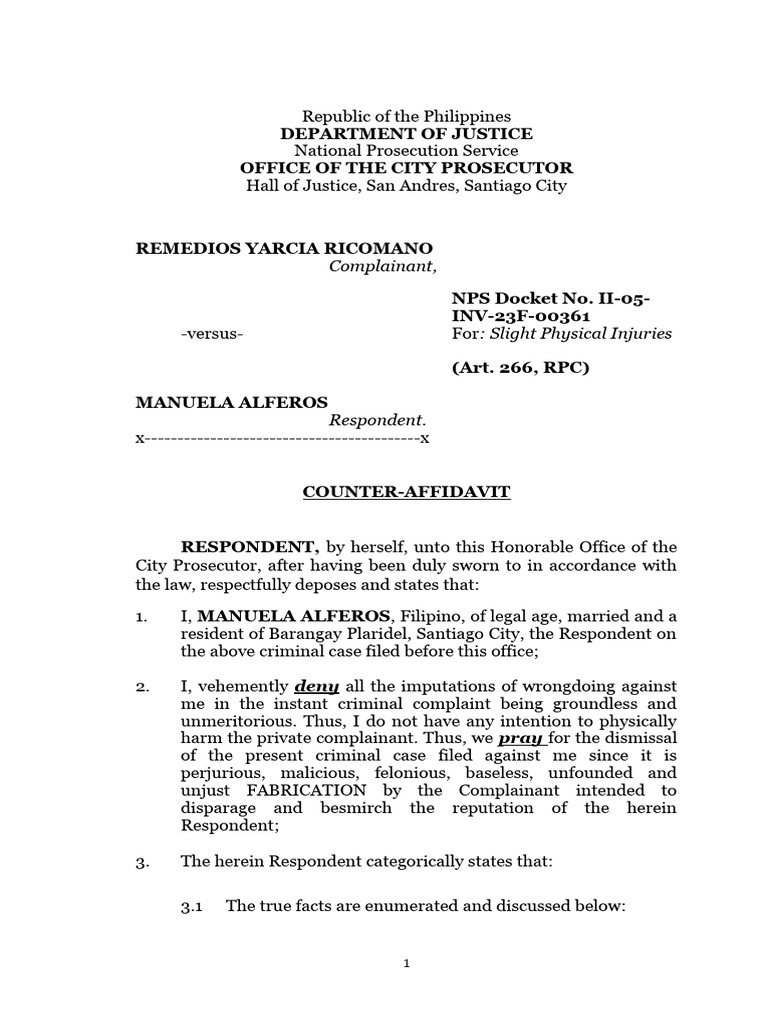 Counter affidavit manuela pdf defamation common law
