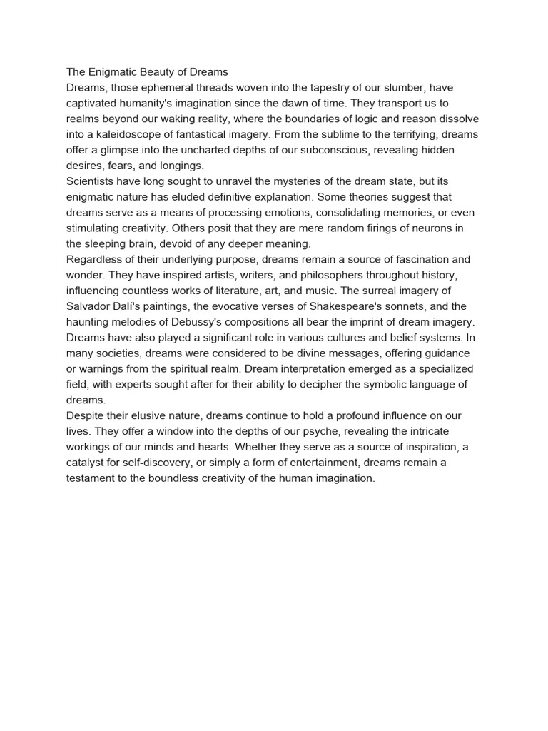 The Fascinating World of Dreams | PDF | Philosophy