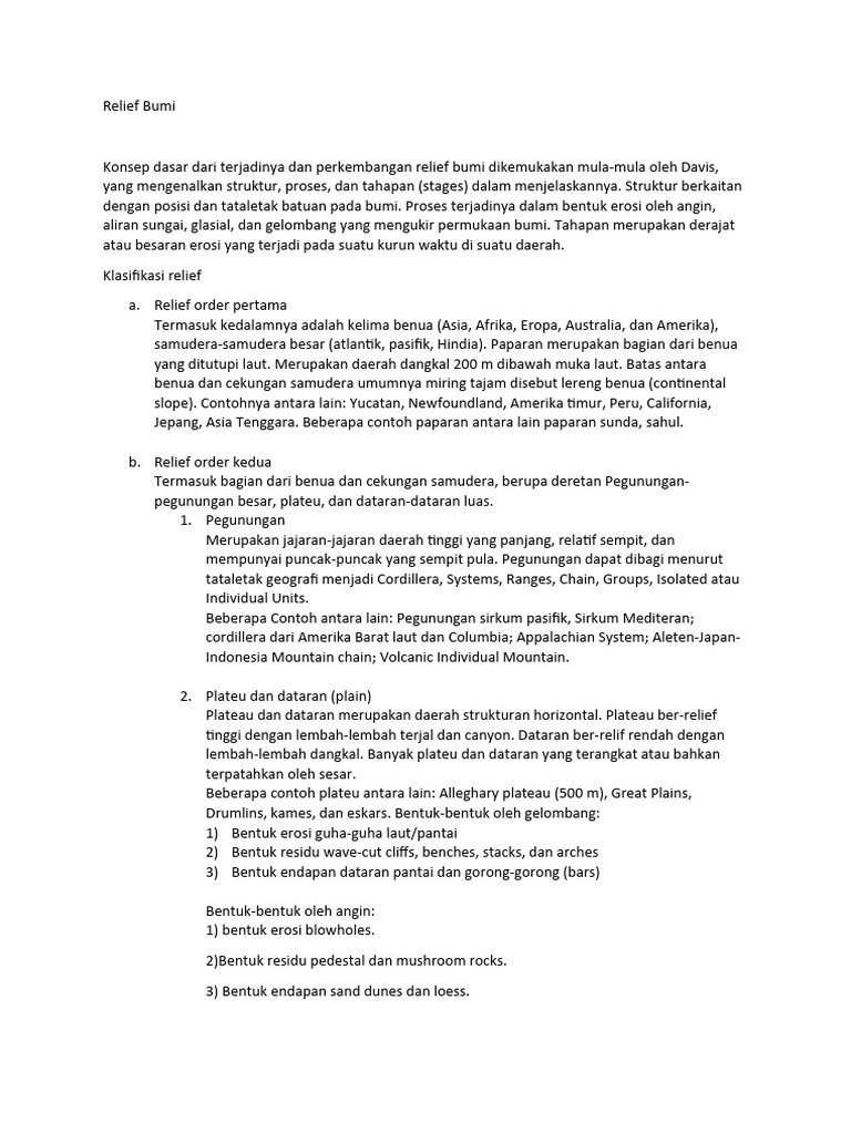 Struktur dan Klasifikasi Relief Bumi | PDF | Ilmu Sosial | Sains ...