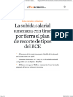 La Subida Salarial Amenaza Con Tirar Por Tierra El Plan de Recorte de Tipos Del BCE