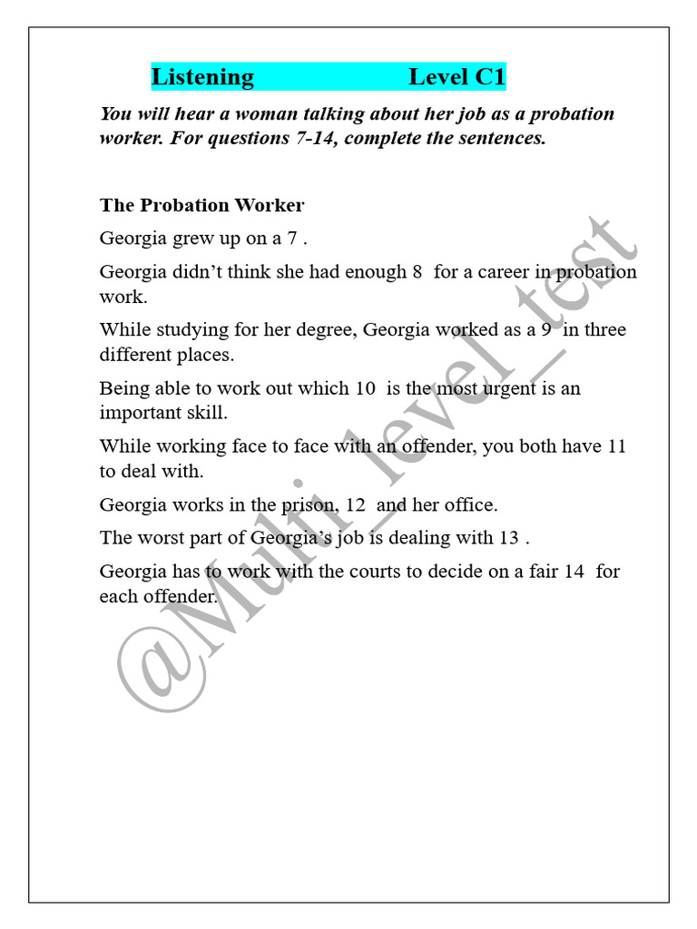 multi Level Test Part 6 Test 17 PDF Probation Penology