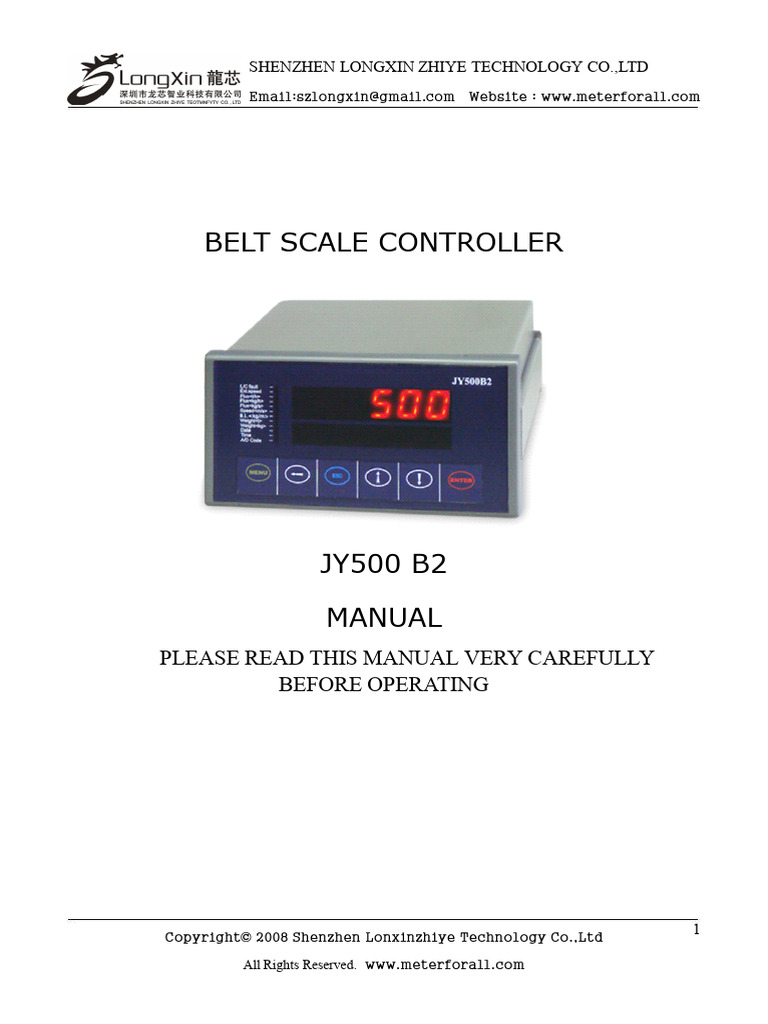 Belt Scale Controller JY500B2 | PDF | Power Supply | Computer Science