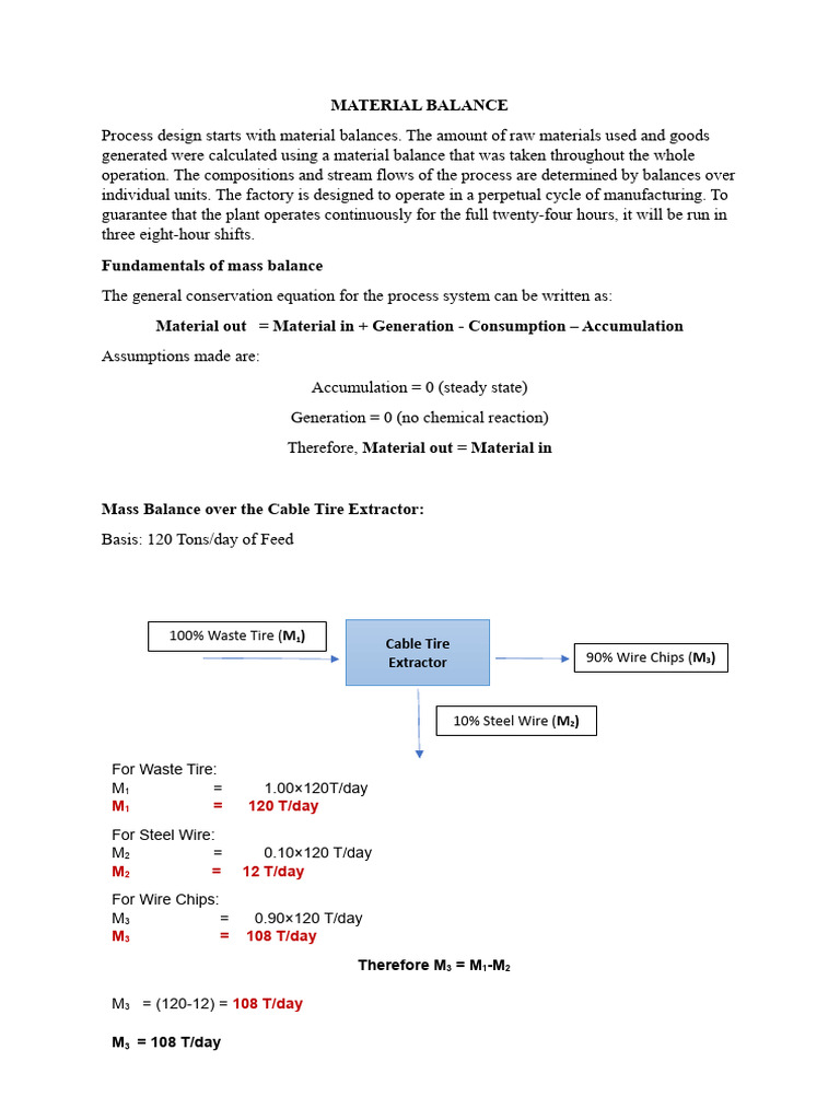 Material Balance in Tire Processing | PDF | Pyrolysis | Chemistry