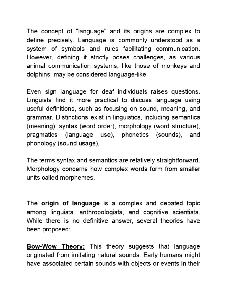 What is language and how did it originate pdf psycholinguistics