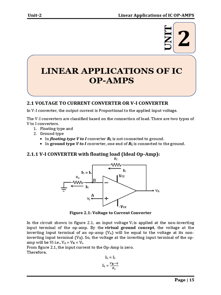 Unit2 LINEAR APPLICATIONS OF IC OPAMPS (Ficgure and Figure No Updated