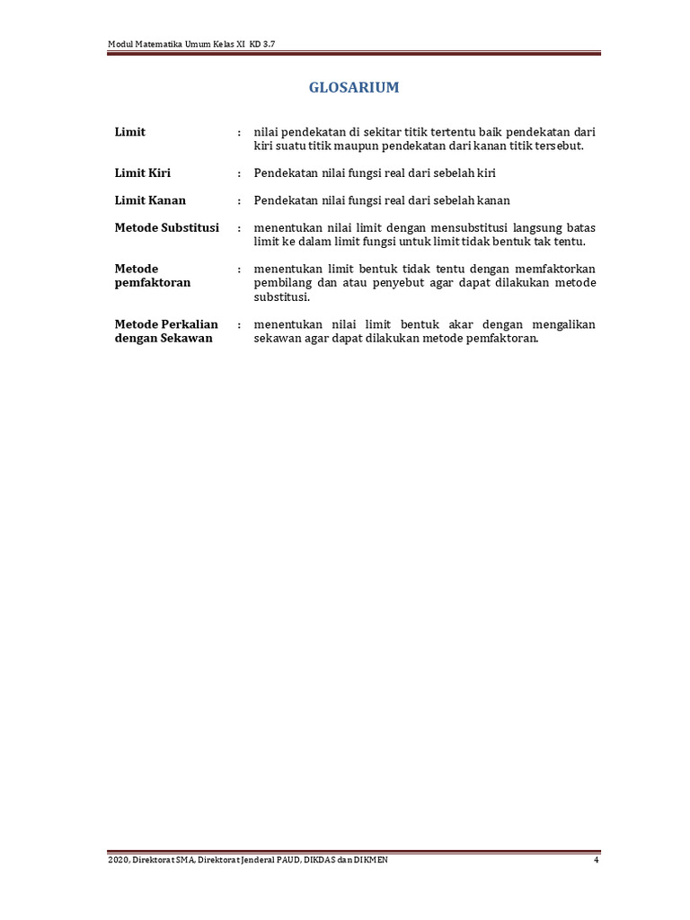Sifat dan Contoh Limit Fungsi | PDF | Metode & Bahan Ajar