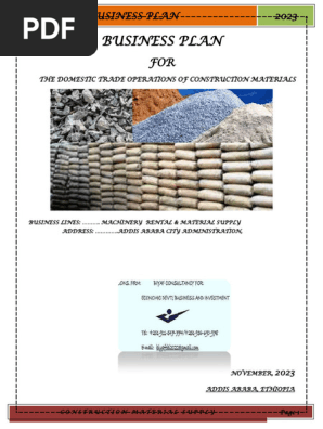 BUSINESS PLAN FOR MACHINERY RENTAL AND MATERIAL SUPPLY 