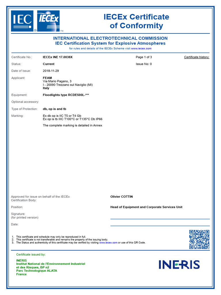 Certificate IECEX INE 17.0038X | PDF | International Electrotechnical ...