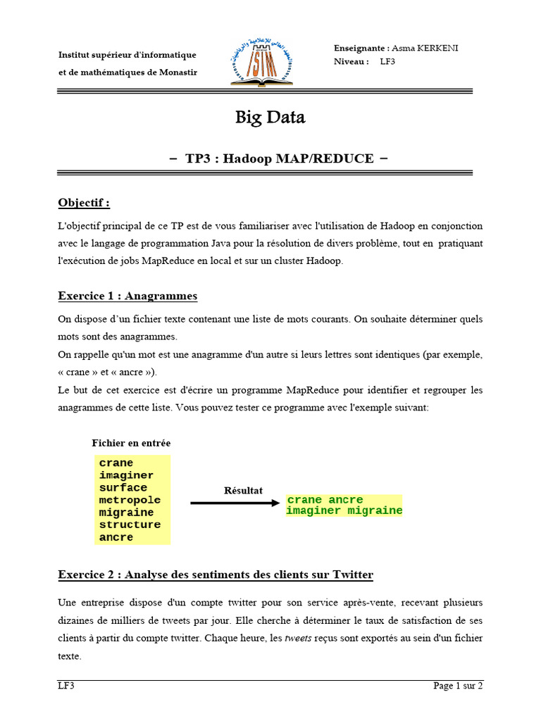 TP3 Hadoop Exercices | PDF | MapReduce | Programme informatique