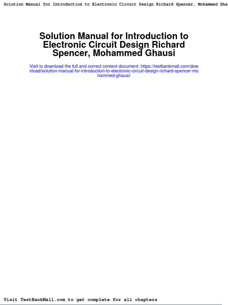 Solution Manual For Introduction To Electronic Circuit Design Richard
