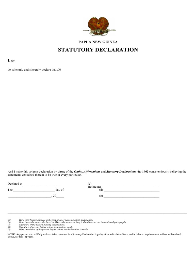 PNG Declaration Form | PDF