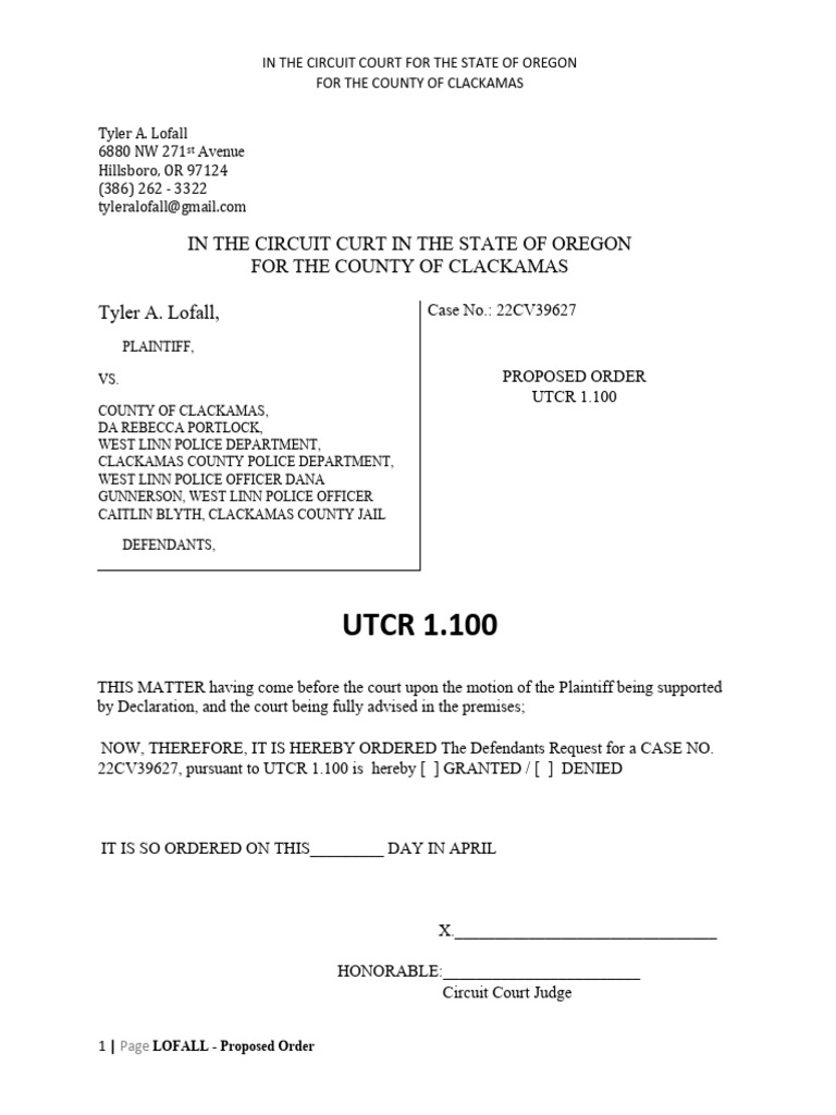 Clackamas Court Proposed Order | PDF | Law