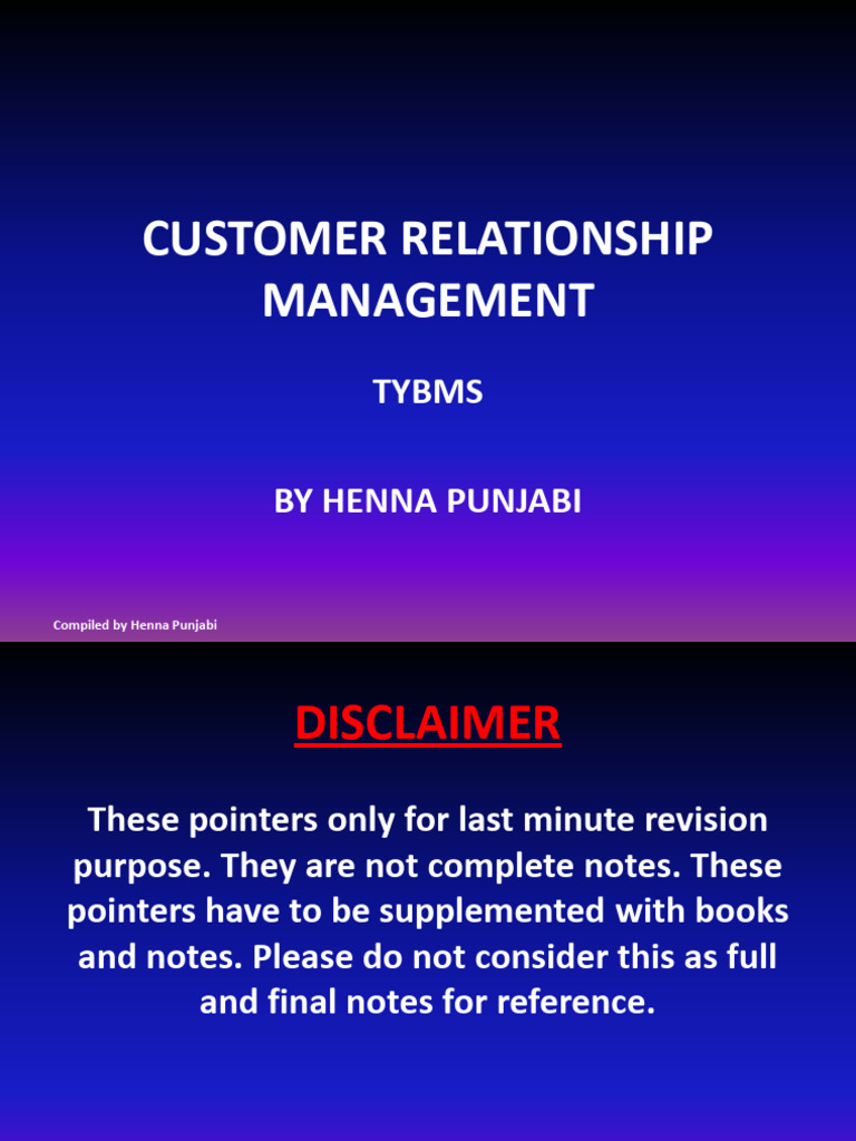 CRM PPT Vol 1 | PDF | Customer Relationship Management | Sales