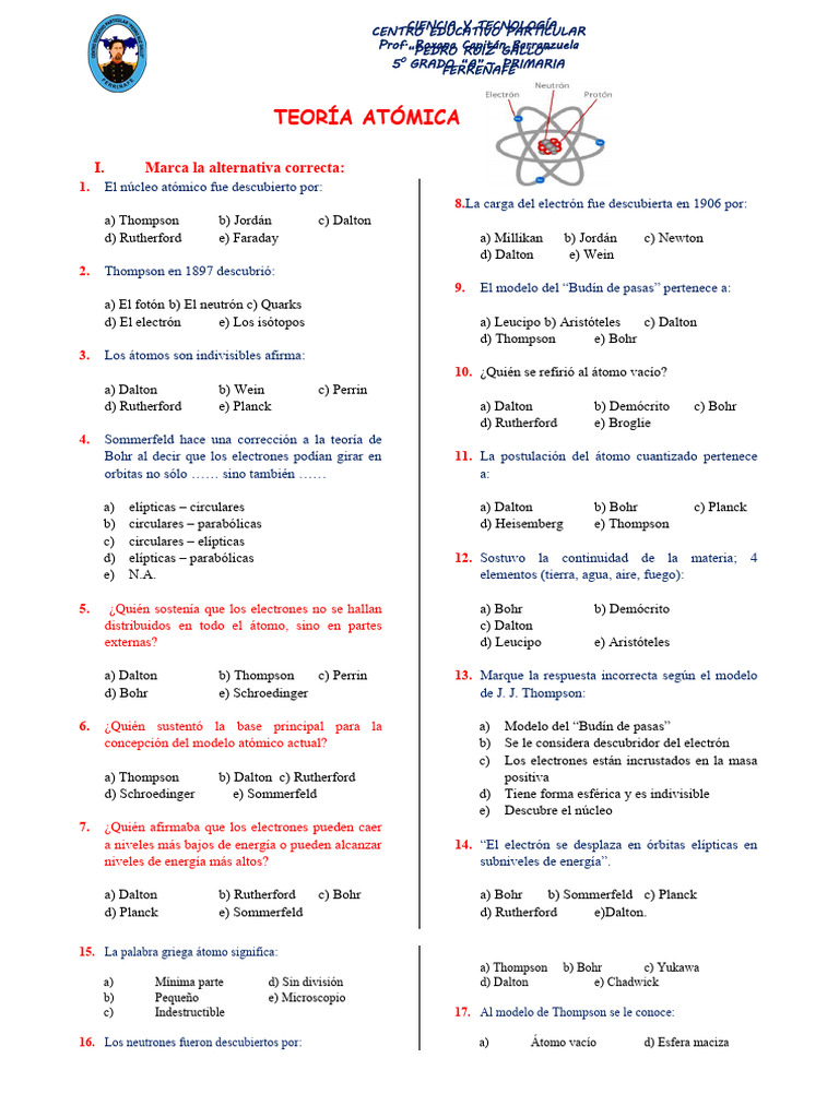 Teoria Atómica Pdf átomos Núcleo Atómico
