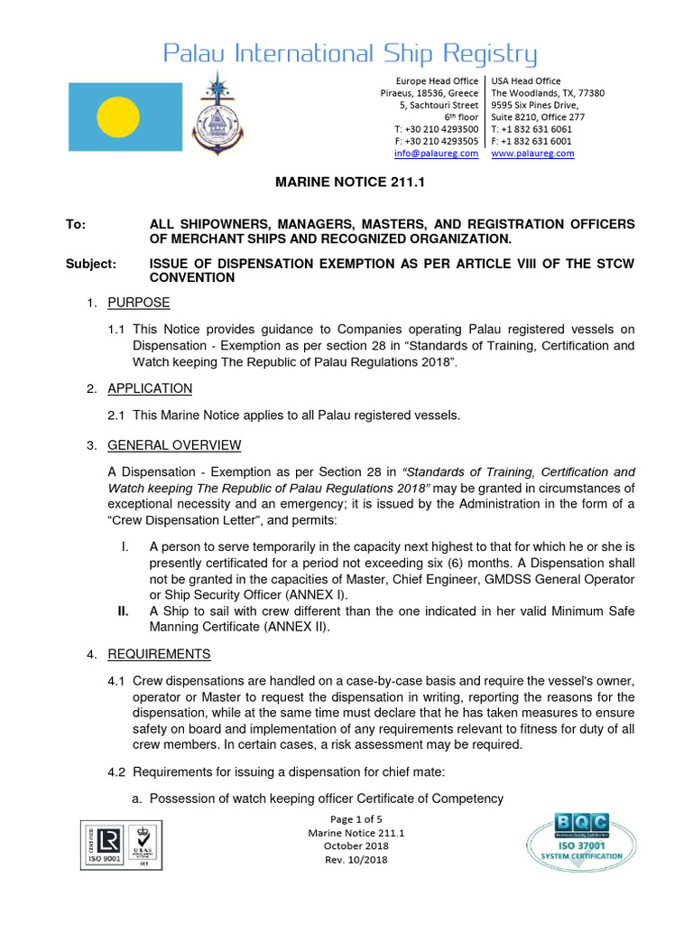 Mn 211 1 issue of dispensation exemption as per article viii of the
