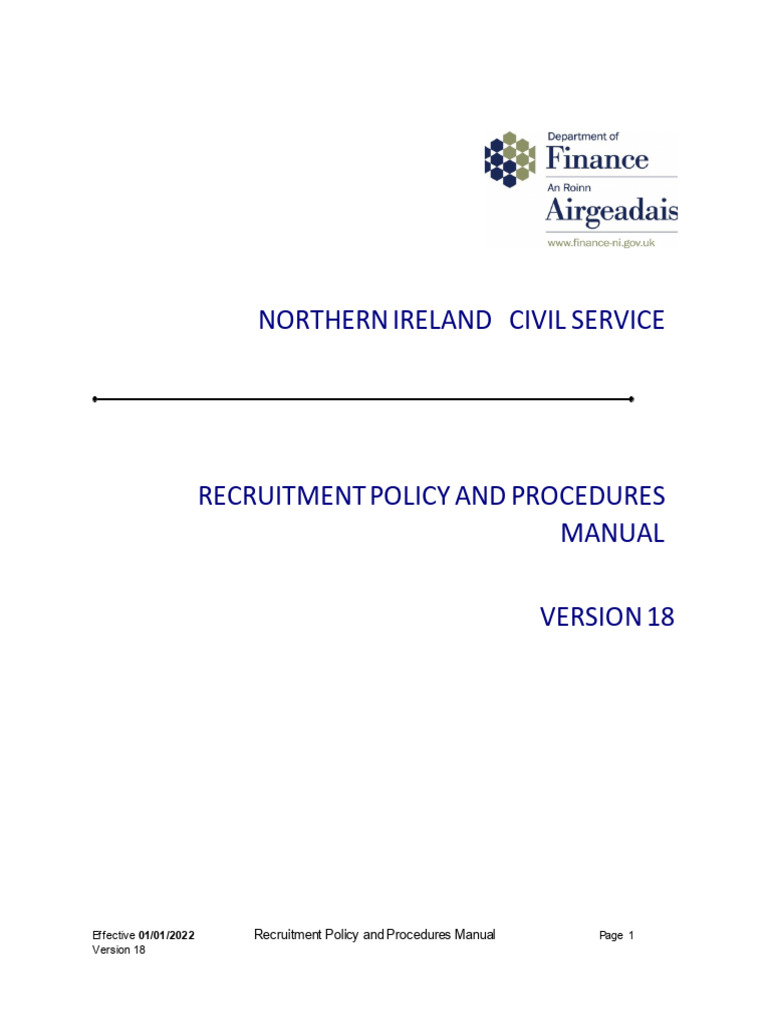 NICS Recruitment Policy Manual 2022 | PDF | Business