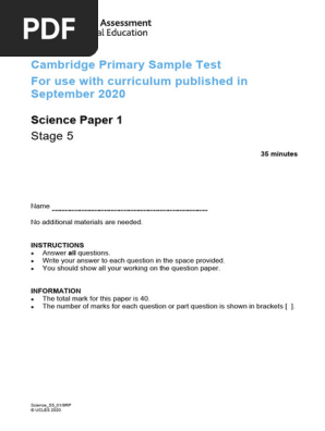 Science Stage 5 Sample Paper 1
