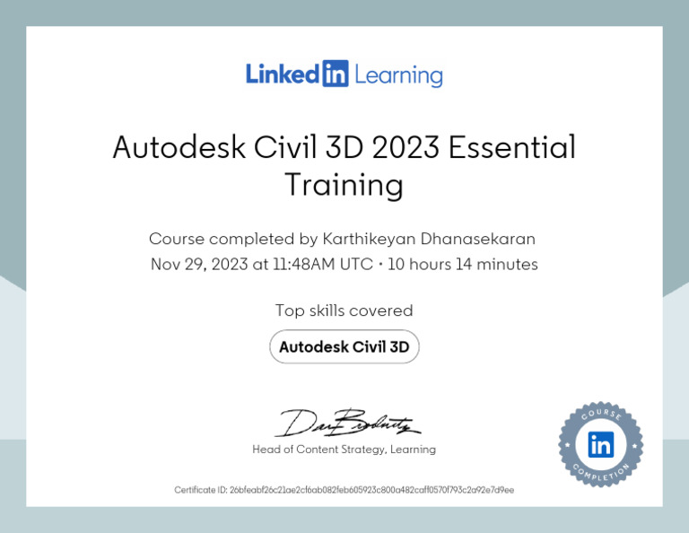 Autodesk Civil 3D 2023 Course Completion | PDF