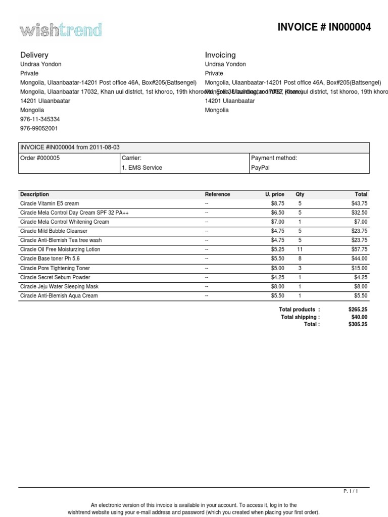 INVOICE # IN000004: Delivery Invoicing | PDF