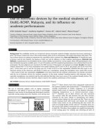 Use of Electronic Devices by The Medical Students of Unikl-Rcmp, Malaysia, and Its in Uence On Academic Performances