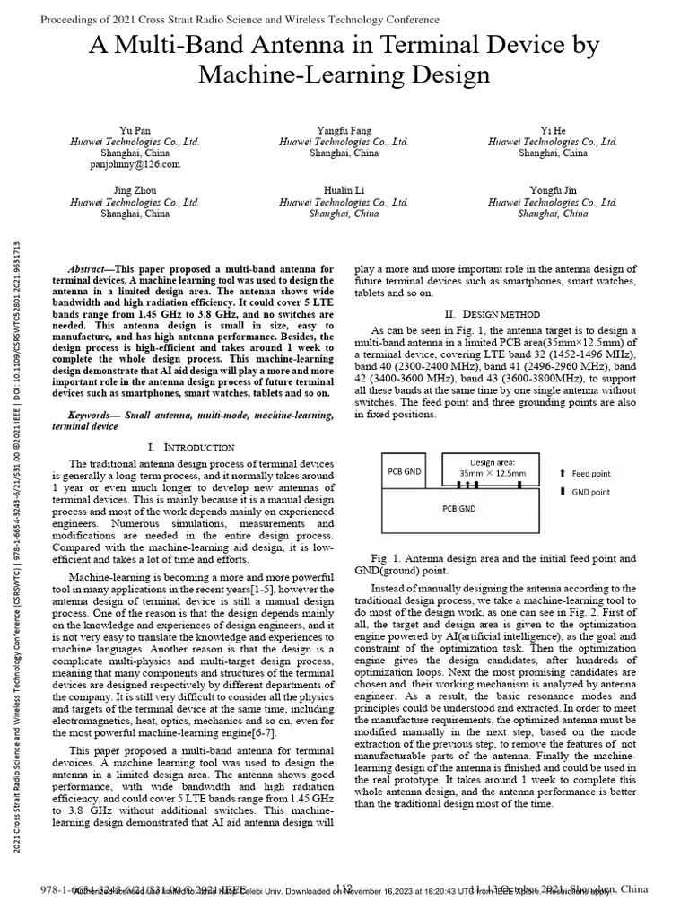 A Multi-Band Antenna in Terminal Device by Machine-Learning Design ...