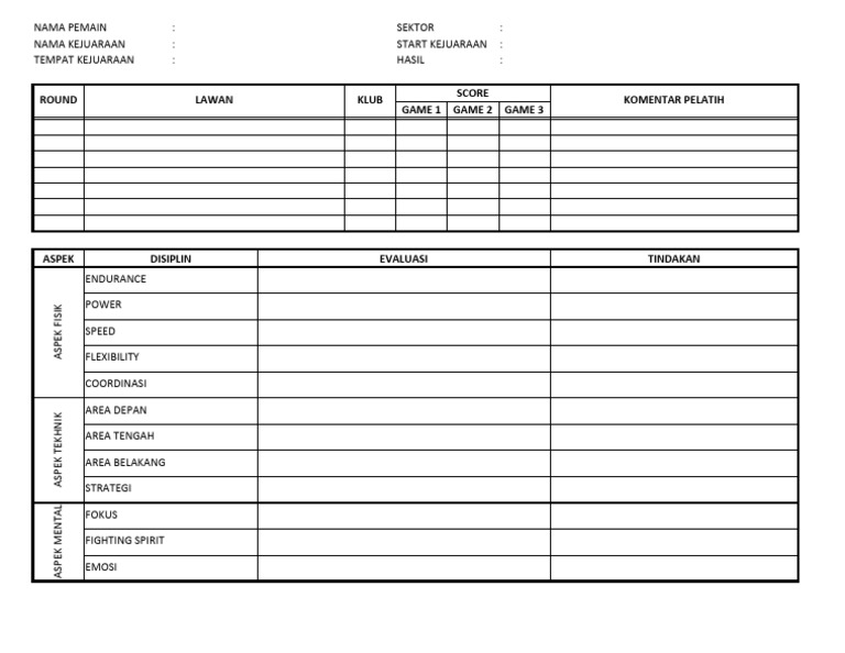 Evaluasi Pertandingan Atlet | PDF