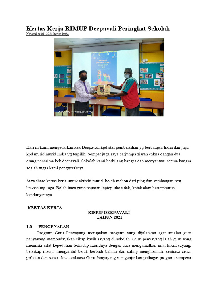 Kertas Kerja RIMUP Deepavali 2021 | PDF