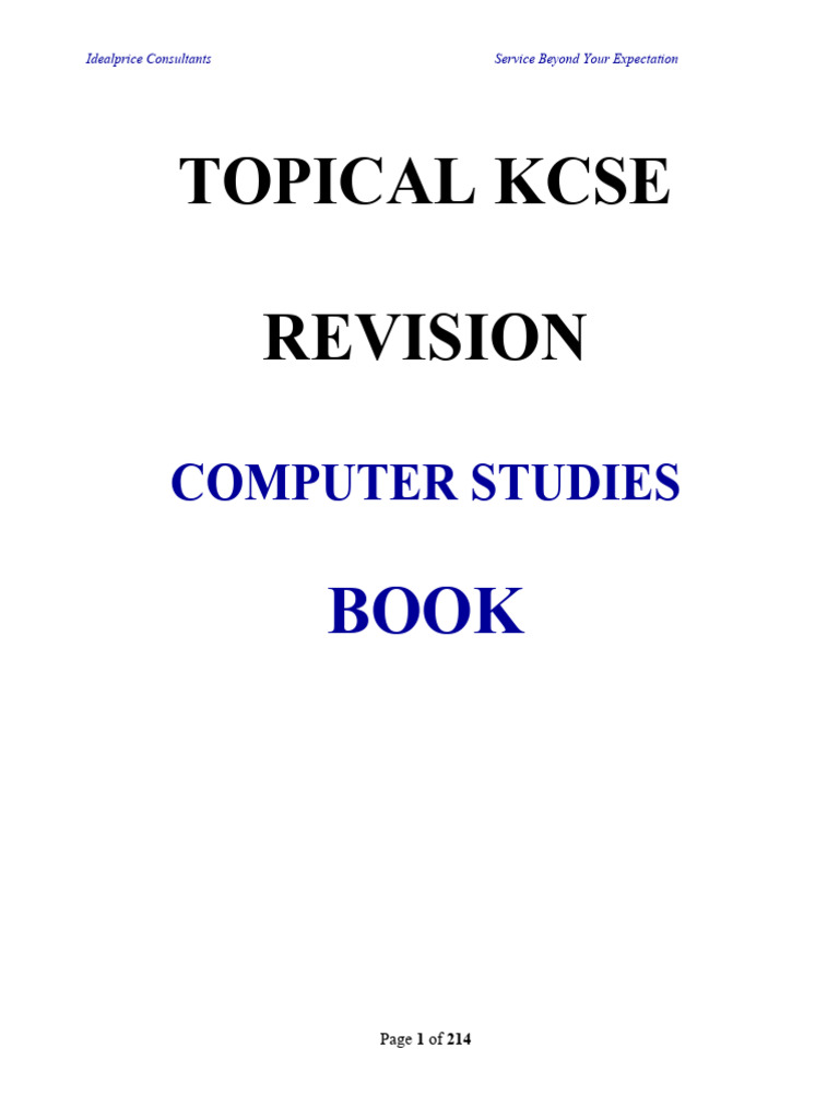 KCSE Computer Studies Revision Guide | PDF | Computer Data Storage ...