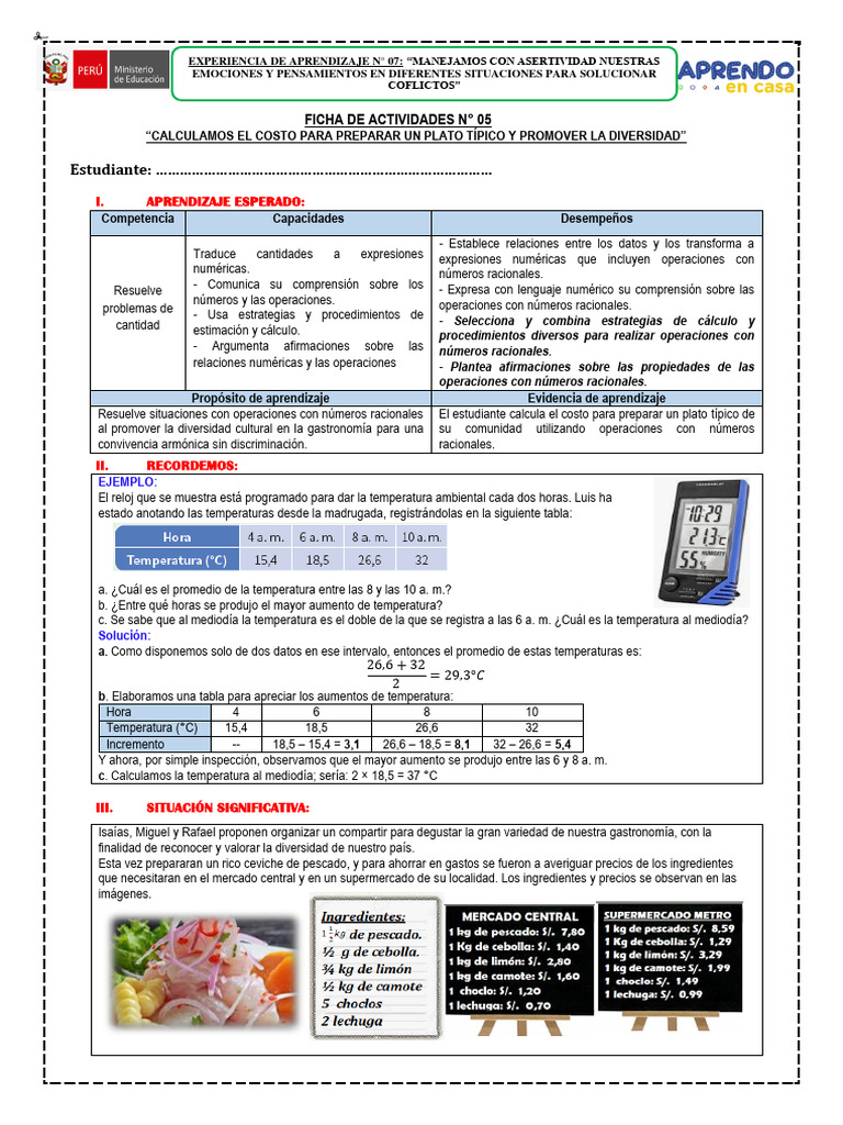 Ficha 5 - 4to y 5to - Sesion 5 | PDF | Aprendizaje