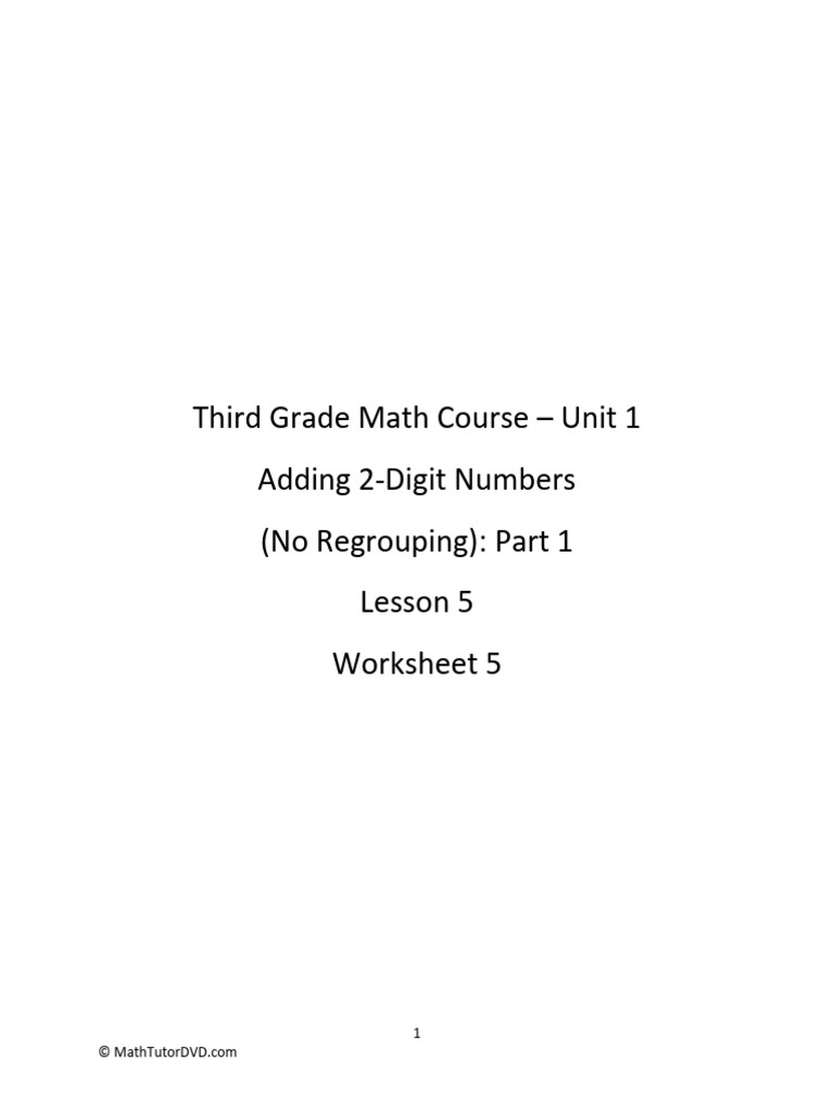 Third+Grade+Math+Course+ +unit+1+ +lesson+5+ +woksheet | PDF | Teaching ...