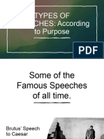 Lesson - Types of Speeches - According To Purpose