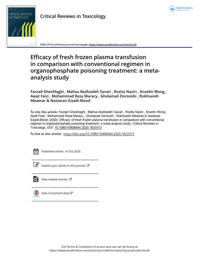 Efficacy of Fresh Frozen Plasma Transfusion in Comparison With ...