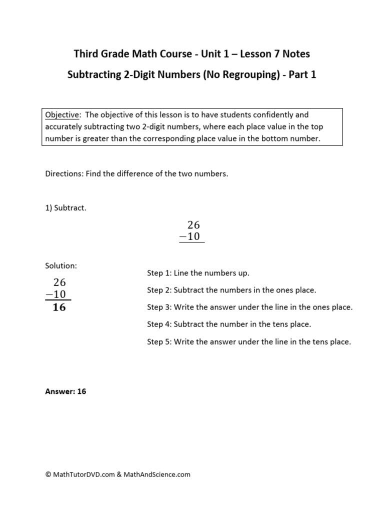Third+Grade+Math+Course+ +unit+1+ +Lesson+7+Notes+ +subtracting+2 Digit ...