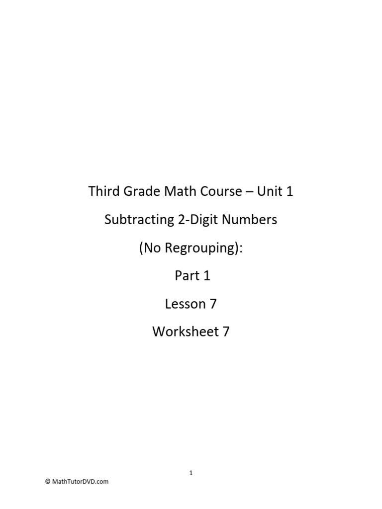 Third+Grade+Math+Course+ +unit+1+ +lesson+7+ +worksheet | PDF | Systems ...