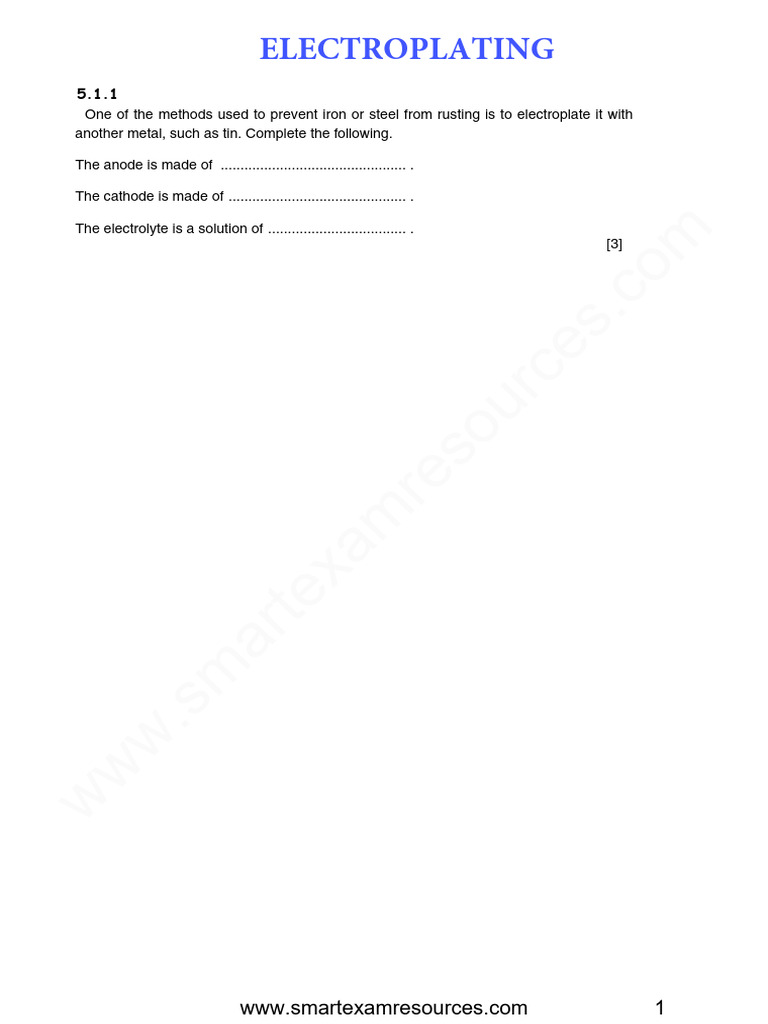 4.1 Electroplating Set 1 QP Ms | PDF | Anode | Electromagnetism