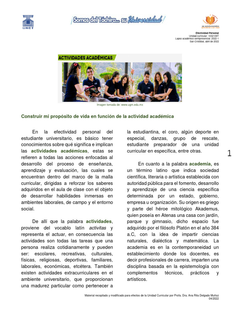 Qué Son Las Actividades Académicas Pdf Enseñando