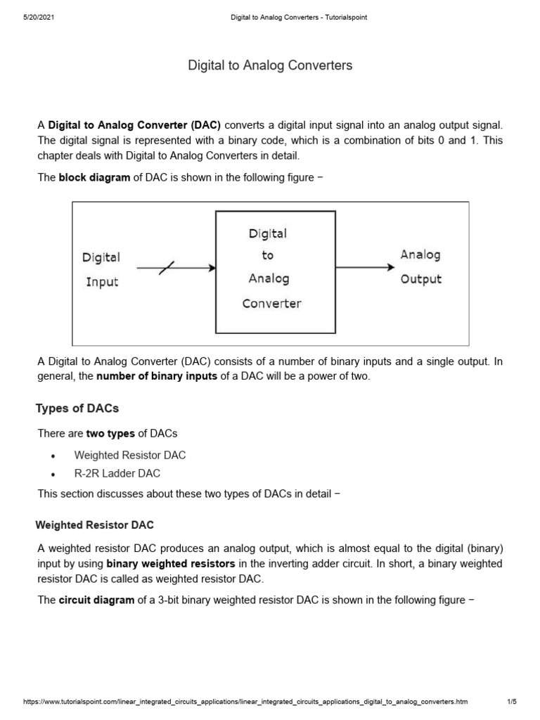Digital To Analog Converters - Tutorialspoint | PDF | Digital To Analog ...