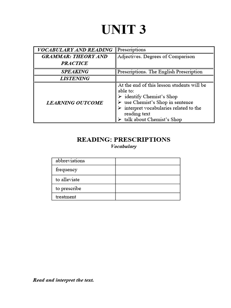 UNIT 3 - Prescription | PDF | Medical Prescription | Pharmacy