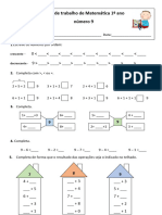 Ficha de Trabalho de Matemática 1º Ano O Número 9: Crescente Decrescente