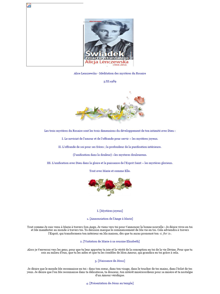 Mystères du Rosaire et Intimité Divine | PDF | Marie, mère de Jésus | Dieu