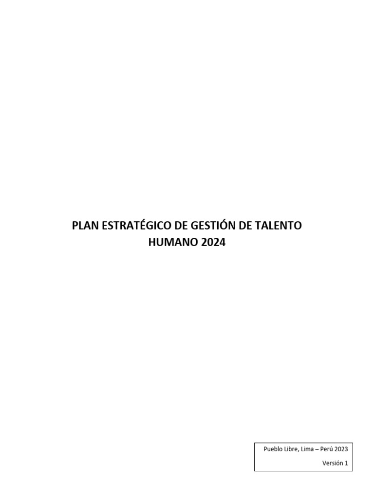 Plan Estratégico de Gestión de Talento Humano 2024 | PDF ...