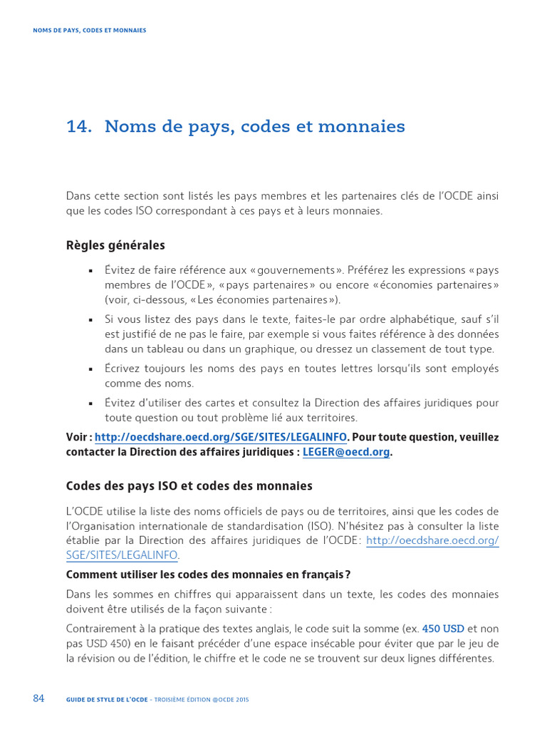 Noms de pays et codes ISO OCDE | PDF | Chypre | euro