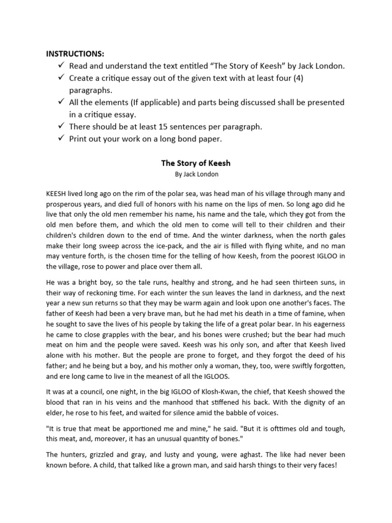 LESSON 3 The Story of Keesh PDF