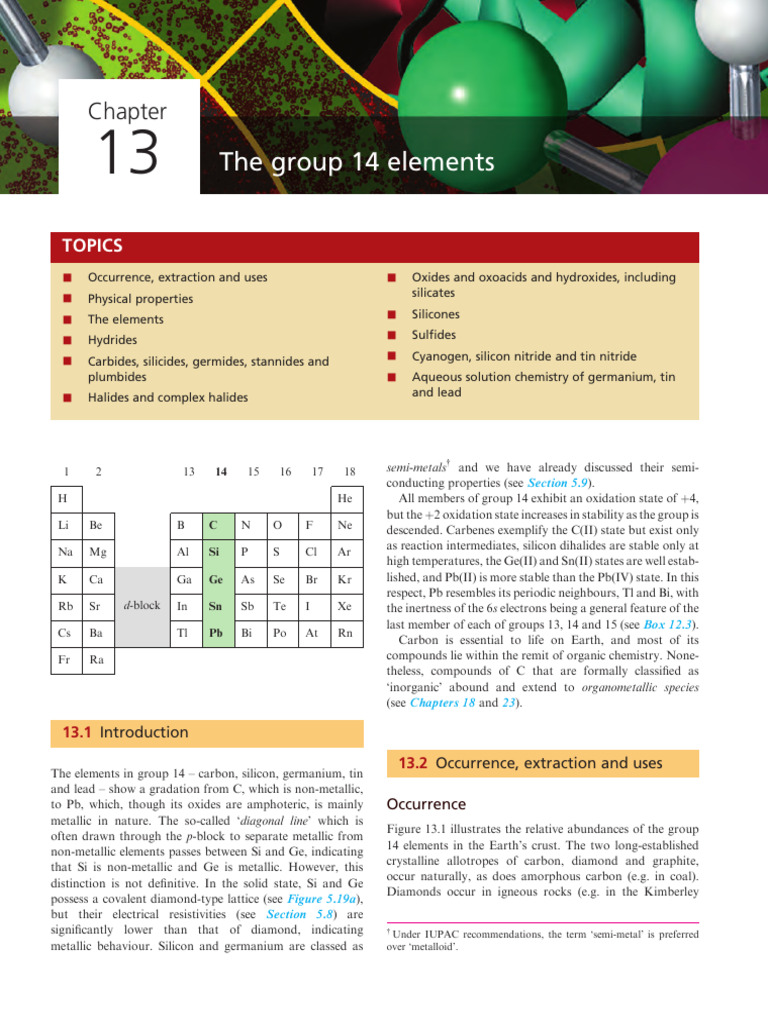 Group 14 Elements: Properties and Uses | PDF | Solar Cell | Tin