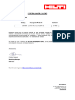Certificado de Calidad Ladrillos Cortafuego - 2023